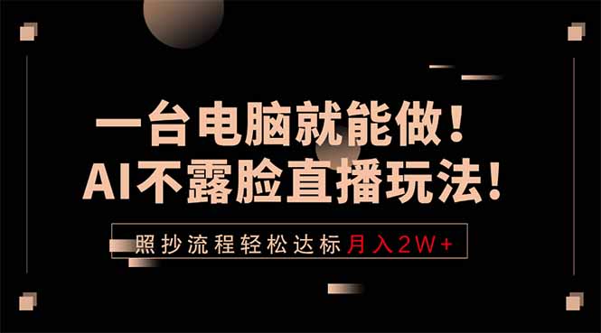 一台电脑就能做！AI不露脸直播玩法，照抄流程轻松达标月入2W+-海之城短剧项目