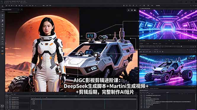 AIGC影视剪辑进阶课：DeepSeek生成脚本+Martini生成视频+剪辑后期，完整制作AI短片-海之城短剧项目