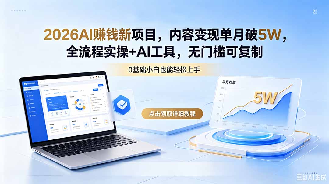 2026AI赚钱新项目，内容变现单月破5W，全流程实操+AI工具，无门槛可复制-海之城短剧项目