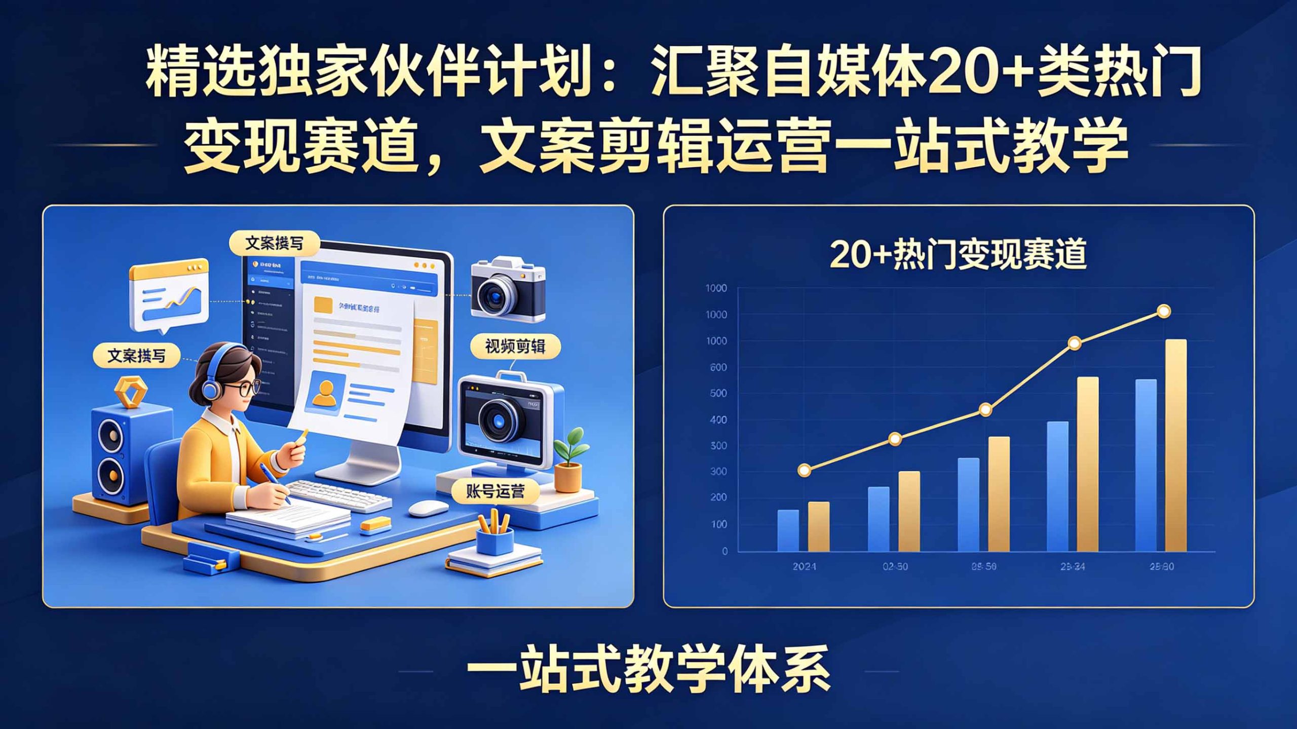 精选独家伙伴计划：汇聚自媒体20+类热门变现赛道，文案剪辑运营一站式教学-海之城短剧项目
