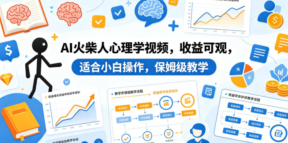 AI火柴人心理学视频，收益可观，适合小白操作，保姆级教学-海之城短剧项目