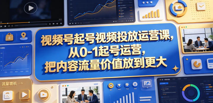 视频号起号视频投放运营课，从0-1起号运营，把内容流量价值放到更大-海之城短剧项目