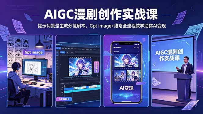 AIGC漫剧创作实战课-更新5月16，提示词批量生成分镜剧本，Gpt image+维洛全流程教学助你AI变现-海之城短剧项目