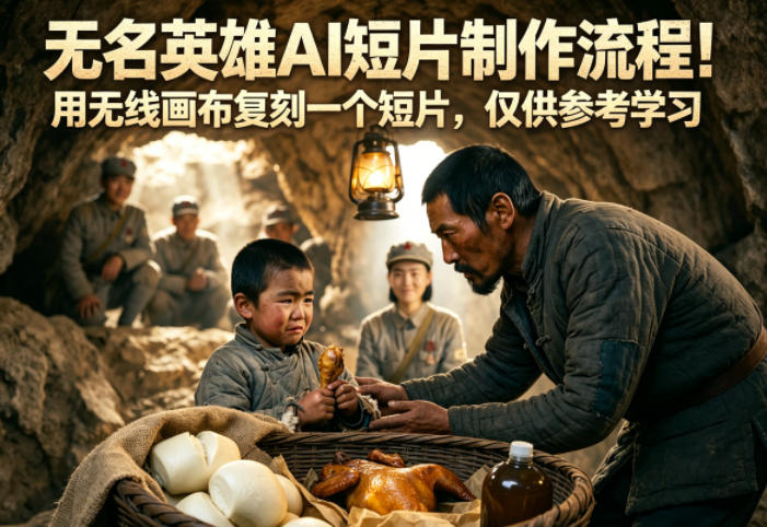 无名英雄AI短片制作流程！用无线画布复刻一个短片，仅供参考学习-海之城短剧项目