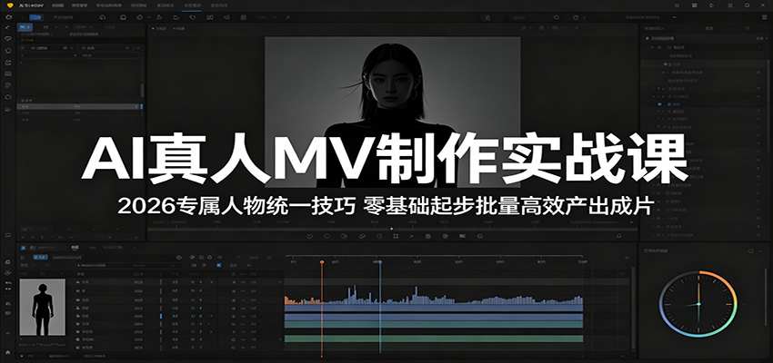 AI真人MV制作实战课：2026专属人物统一技巧，零基础起步批量高效产出成片-海之城短剧项目