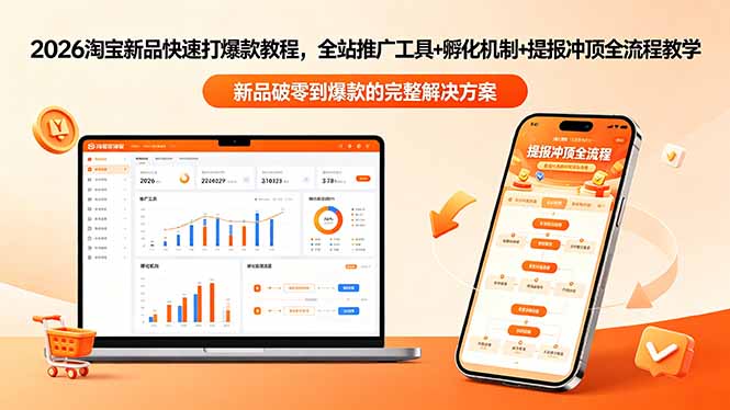 2026淘宝新品快速打爆款教程-更新，全站推广工具+孵化机制+提报冲顶全流程教学-海之城短剧项目