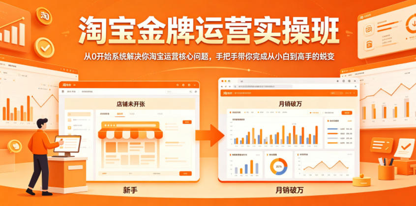 淘宝金牌运营实操班，从0开始系统解决你淘宝运营核心问题，手把手带你完成从小白到高手的蜕变-海之城短剧项目