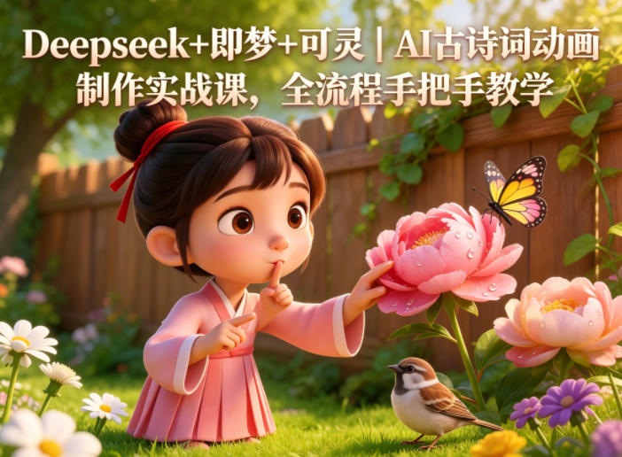 Deepseek+即梦+可灵｜AI古诗词动画制作实战课，全流程手把手教学-海之城短剧项目