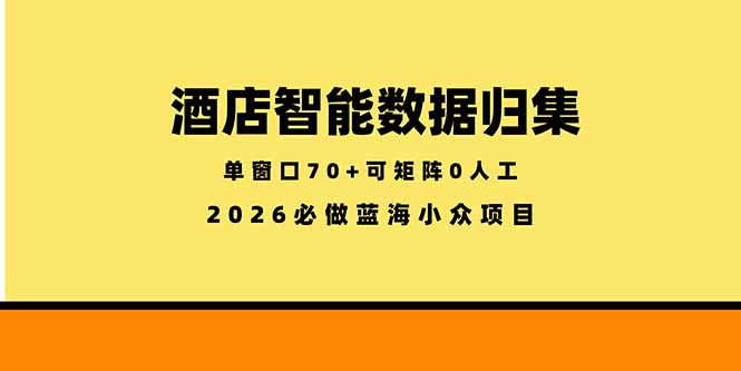 酒店智能数据归集，小众蓝海已经稳定半年之久，单窗口70+零成本矩阵开干-海之城短剧项目