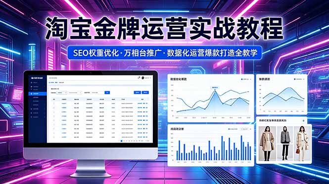 2026 淘宝金牌运营实战教程，SEO权重优化万相台推广，数据化运营爆款打造全教学-海之城短剧项目