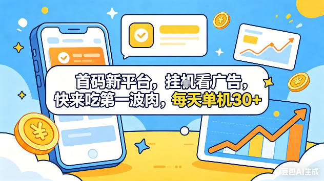 首码新平台，挂G自动看广告，快来吃第一波肉，每天单机30+，可矩阵放大-海之城短剧项目
