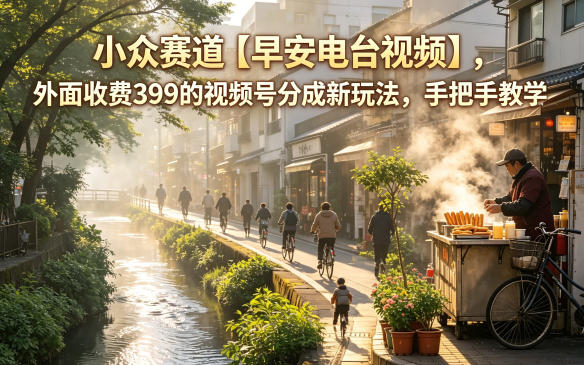 小众赛道【早安电台视频】，外面收费399的视频号分成新玩法，手把手教学-海之城短剧项目