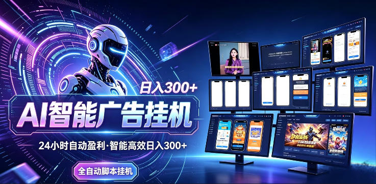 AI智能广告挂G项目，无需人工，单机稳定日入200+，可矩阵放大，24小时不间断刷广告賺收益-海之城短剧项目