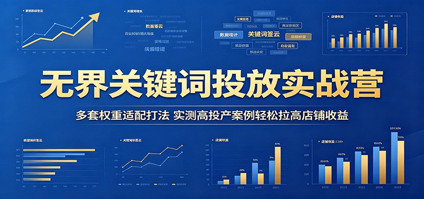 无界关键词投放实战营：多套权重适配打法，实测高投产案例轻松拉高店铺收益-海之城短剧项目