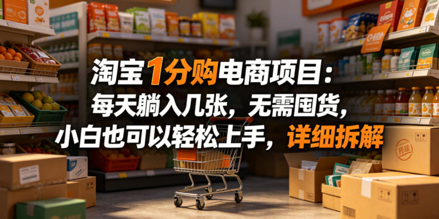 淘宝1分购电商项目：每天躺入几张，无需囤货，小白也可以轻松上手，详细拆解-海之城短剧项目
