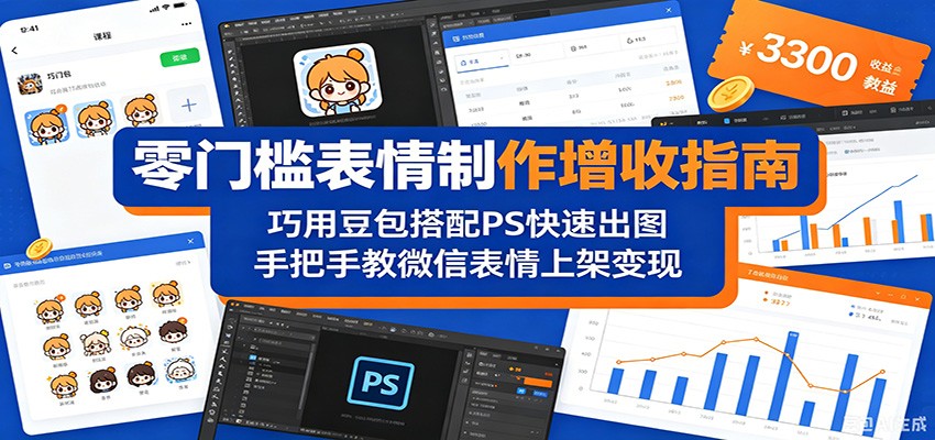零门槛表情制作增收指南：巧用豆包搭配 PS 快速出图，手把手教微信表情上架变现-海之城短剧项目