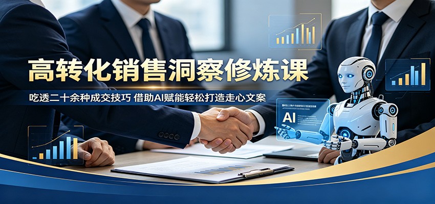高转化销售洞察修炼课：吃透二十余种成交技巧，借助AI赋能轻松打造走心文案-海之城短剧项目