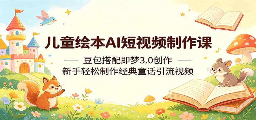 儿童绘本AI短视频制作课：豆包搭配即梦3.0创作，新手轻松制作经典童话引流视频-海之城短剧项目
