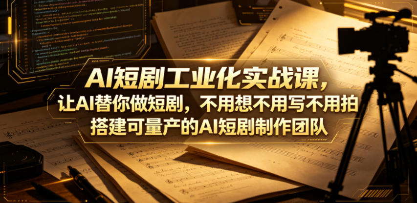 AI短剧工业化实战课，让AI替你做短剧，不用想不用写不用拍，搭建可量产的AI短剧制作团队-海之城短剧项目