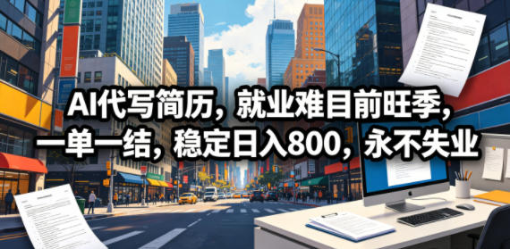 AI代写简历，就业难目前旺季，一单一结，稳定日入800，永不失业-海之城短剧项目