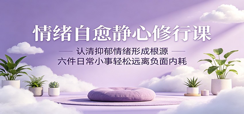 情绪自愈静心修行课：认清抑郁情绪形成根源，六件日常小事轻松远离负面内耗-海之城短剧项目