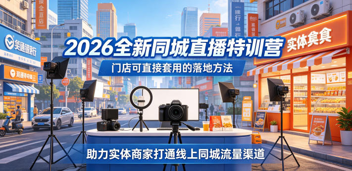2026全新同城直播特训营，门店可直接套用的落地方法，助力实体商家打通线上同城流量渠道-海之城短剧项目