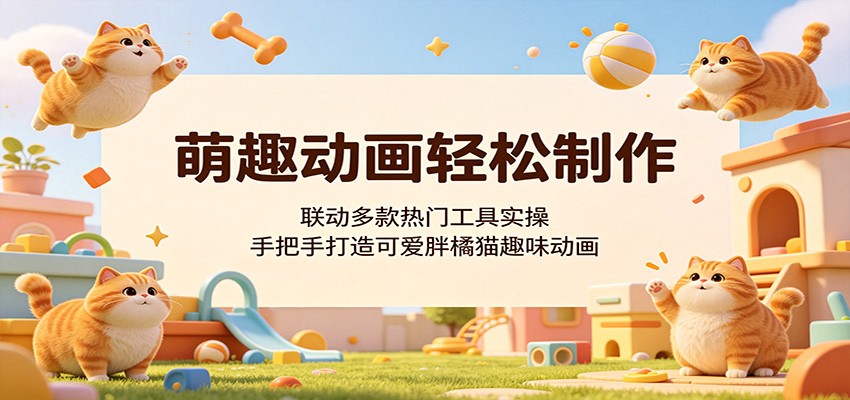 萌趣动画轻松制作，联动多款热门工具实操，手把手打造可爱胖橘猫趣味动画-海之城短剧项目