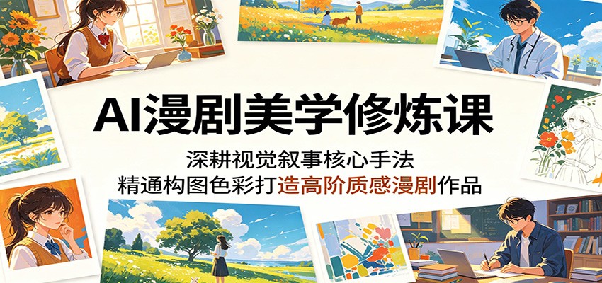AI漫剧美学修炼课：深耕视觉叙事核心手法，精通构图色彩打造高阶质感漫剧作品-海之城短剧项目