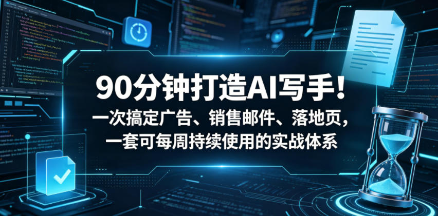 90分钟打造AI写手！一次搞定广告、销售邮件、落地页，一套可每周持续使用的实战体系【原创双语字幕】-海之城短剧项目