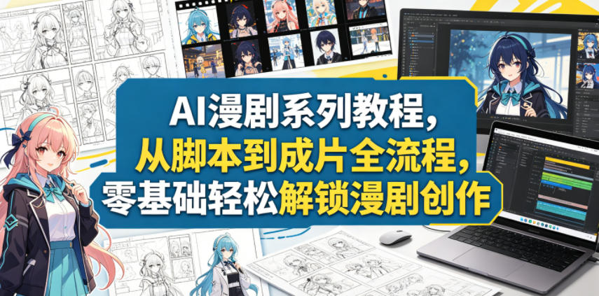 AI漫剧系列教程，从脚本到成片全流程，零基础轻松解锁漫剧创作-海之城短剧项目
