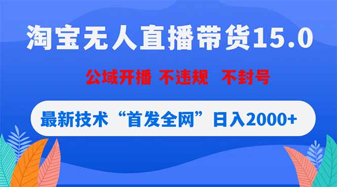 淘宝无人直播带货15.0，不封号，不违规，公域玩法，首发全网日入2000+-海之城短剧项目