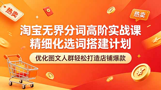 淘宝无界分词高阶实战课 精细化选词搭建计划 优化图文人群轻松打造店铺爆款-海之城短剧项目