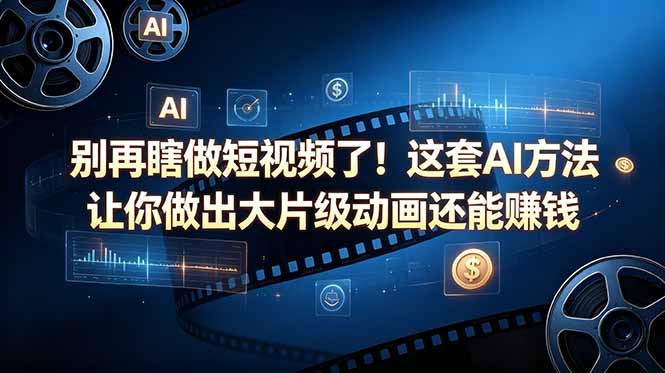 别再瞎做短视频了！这套 AI 方法让你做出大片级动画还能赚钱【原创双语字幕】-海之城短剧项目