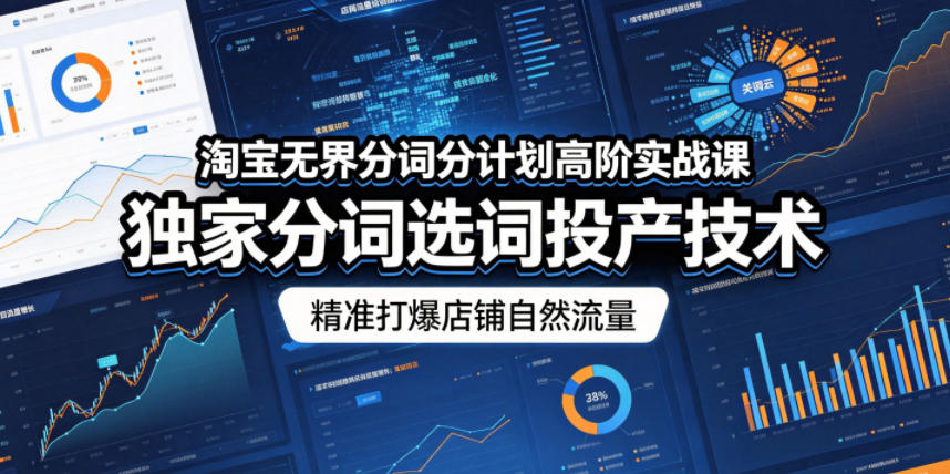 淘宝无界分词分计划高阶实战课，独家分词选词投产技术，精准打爆店铺自然流量-海之城短剧项目
