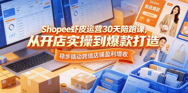 Shopee虾皮运营30天陪跑课，从开店实操到爆款打造，稳步撬动跨境店铺盈利增收-海之城短剧项目
