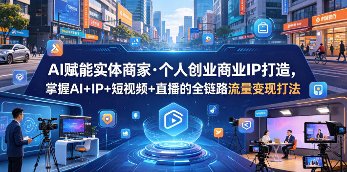 AI赋能实体商家·个人创业商业IP打造，掌握AI+IP+短视频+直播的全链路流量变现打法-海之城短剧项目