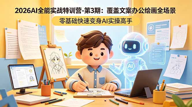 2026AI全能实战特训营-第3期：覆盖文案办公绘画全场景 零基础快速变身AI实操高手-海之城短剧项目