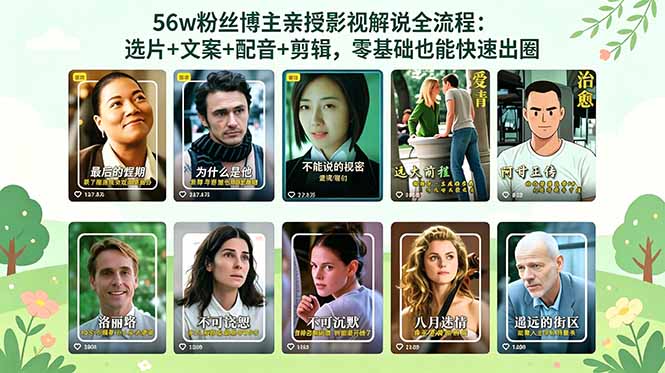 56万粉丝博主亲授影视解说全流程：选片+文案+配音+剪辑，零基础也能快速出圈-海之城短剧项目