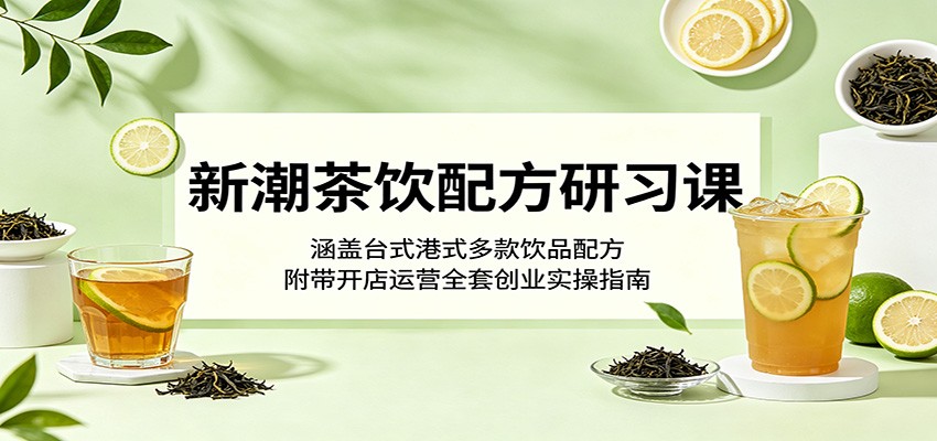 新潮茶饮配方研习课：涵盖台式港式多款饮品配方，附带开店运营全套创业实操指南-海之城短剧项目