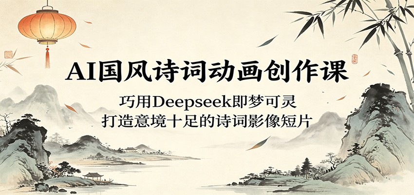 AI国风诗词动画创作课：巧用Deepseek即梦可灵，打造意境十足的诗词影像短片-海之城短剧项目