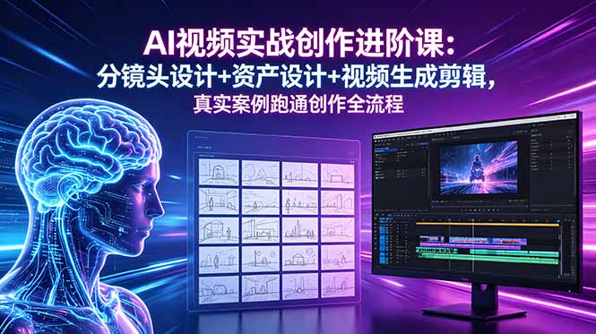 AI视频实战创作进阶课：分镜头设计+资产设计+视频生成剪辑，真实案例跑通创作全流程-海之城短剧项目