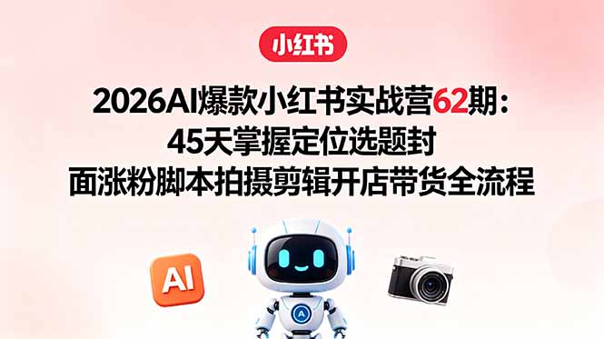 2026AI爆款小红书实战营62期：45天掌握定位选题封面涨粉脚本拍摄剪辑开店带货全流程-海之城短剧项目