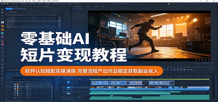 零基础AI短片变现教程：软件认知搭配实操演练，完整流程产出作品稳定获取副业收入-海之城短剧项目