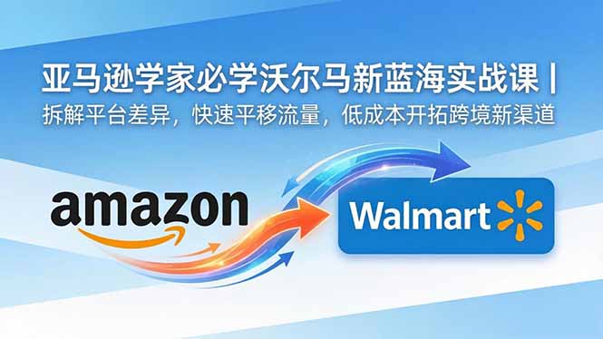亚马逊卖家必学沃尔玛新蓝海实战课｜拆解平台差异，快速平移流量，低成本开拓跨境新渠道-海之城短剧项目