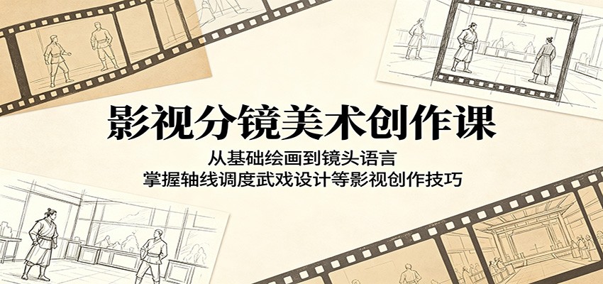 影视分镜美术创作课：从基础绘画到镜头语言，掌握轴线调度武戏设计等影视创作技巧-海之城短剧项目
