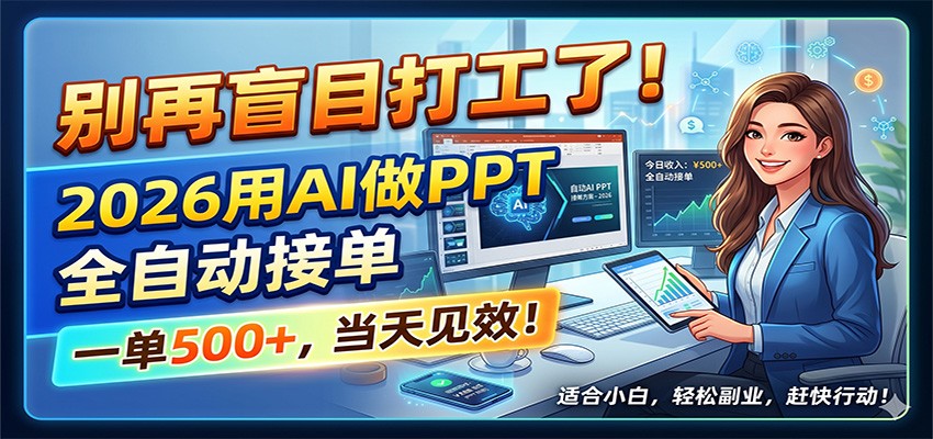 别再盲目打工了！2026用AI做PPT全自动接单，一单5张+，当天见效！-海之城短剧项目
