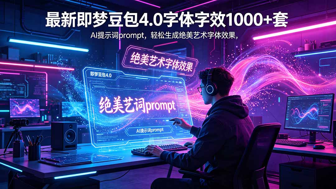 最新即梦豆包4.0字体字效1000+套，AI提示词prompt，轻松生成绝美艺术字体效果-海之城短剧项目