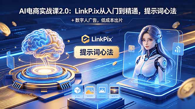 AI 电商实战课2.0｜LinkPix 从入门到精通，提示词心法 + 数字人广告，低成本出片-海之城短剧项目