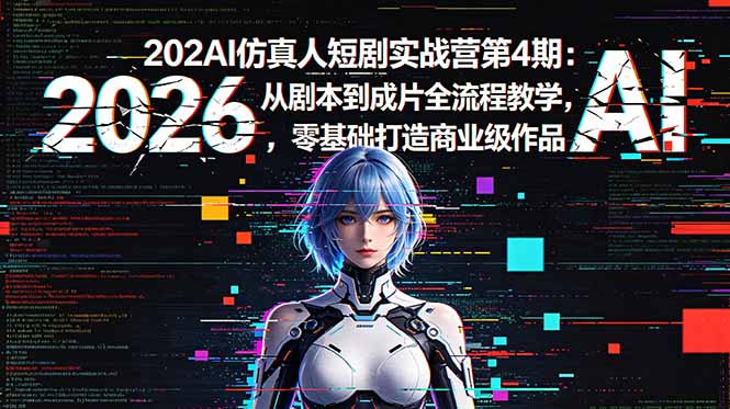 2026AI仿真人短剧实战营第4期：从剧本到成片全流程教学，零基础打造商业级作品-海之城短剧项目