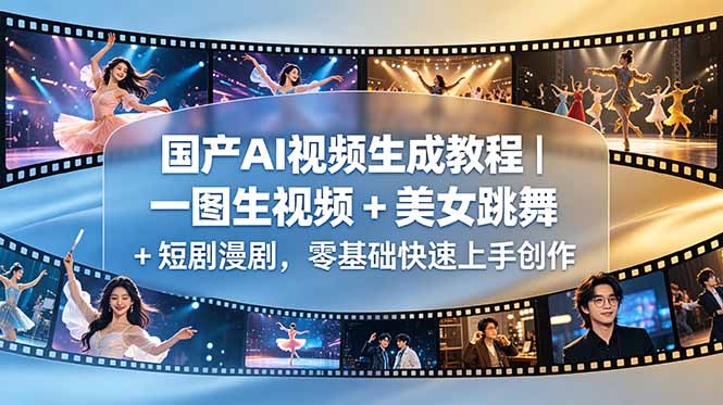 国产AI视频生成教程｜一图生视频 + 美女跳舞 + 短剧漫剧，零基础快速上手创作-海之城短剧项目